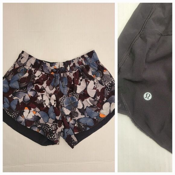 Lululemon Shorts 10 Go The Distance Biggie So Fly Butterfly Pizzaz Multi Black - Picture 1 of 12